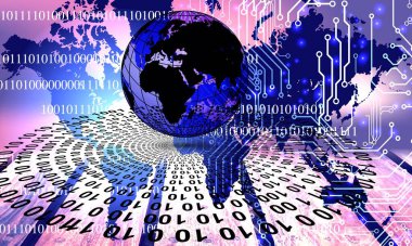 İkili kod arkaplanının dijital illüstrasyonu