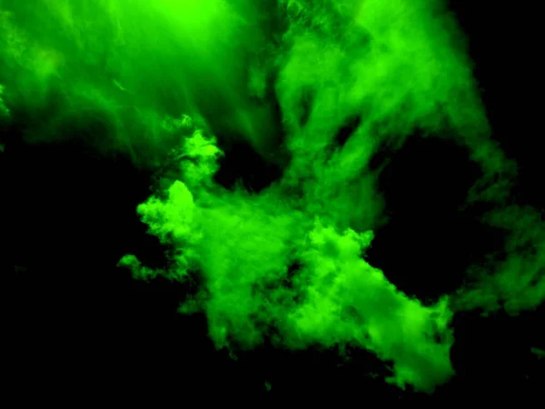 Αφηρημένο Πράσινο Κίτρινη Σκόνη Και Καπνός — Φωτογραφία Αρχείου
