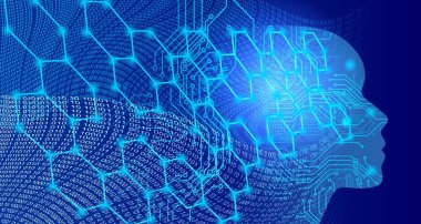 abstract technology background with human brain and gear. 3d rendering
