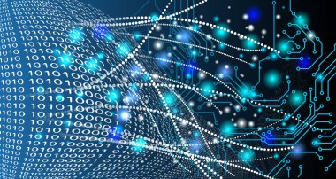 Soyut vektör arkaplanı. Bilim ve teknoloji konsepti. Geleceksel veri bilgileri ve dijital medya internet ve ağ oluşturma.