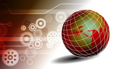 Soyut teknoloji ve iletişim konsepti tasarımı. vektör illüstrasyonu