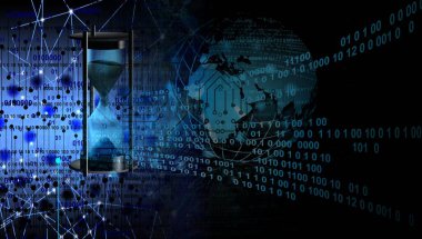 dijital soyut arkaplan, bilgisayar, bağlantı, bilim ve eğitim konseptine yakın DNA ve ikili kod