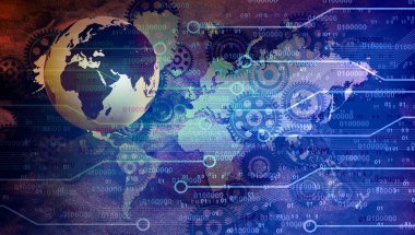 dünya haritası ve dijital arkaplanda küre numaraları. küresel ağ bağlantısı kavramı. 3d oluşturma