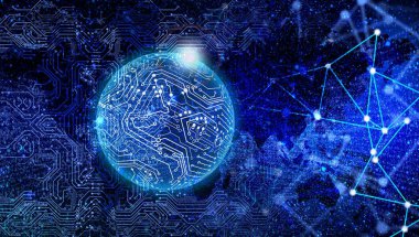 Yapay zeka ve ikili kodlu soyut teknoloji arka planı