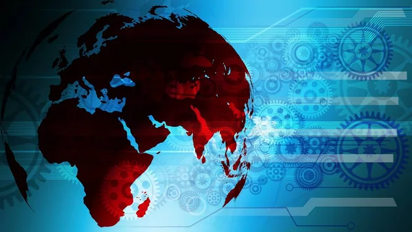 soyut gelecek arkaplanı dünya haritası, renkli dijital illüstrasyon