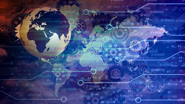 dünya haritası ve dijital arkaplanda küre numaraları. küresel ağ bağlantısı kavramı. 3d oluşturma
