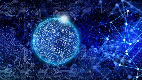 Yapay zeka ve ikili kodlu soyut teknoloji arka planı