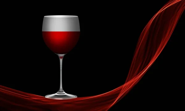 Κόκκινο Ποτήρι Κρασί Αντανάκλαση Μαύρο Φόντο — Φωτογραφία Αρχείου
