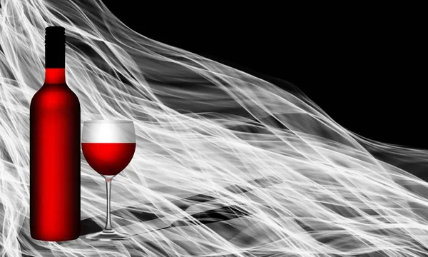 Κόκκινο Κρασί Μπουκάλι Και Γυαλί Λευκό Φόντο — Φωτογραφία Αρχείου