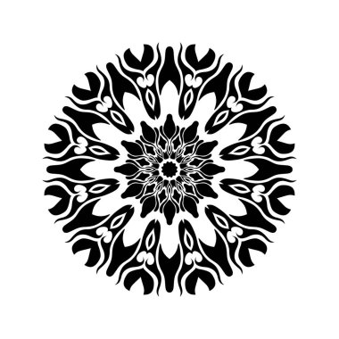 Mandala deseni. siyah ve beyaz vektör çizimi.