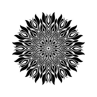 Mandala deseni. siyah ve beyaz vektör çizimi.