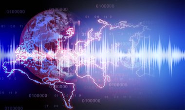 dijital dünya haritası ve soyut arkaplan