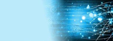 soyut mavi fütüristik teknoloji arka planı parlayan ve ikili kodlu