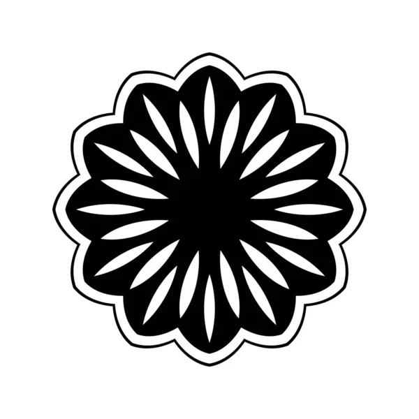 Ícone Flor Mandala Ilustração Preto Branco — Fotografia de Stock