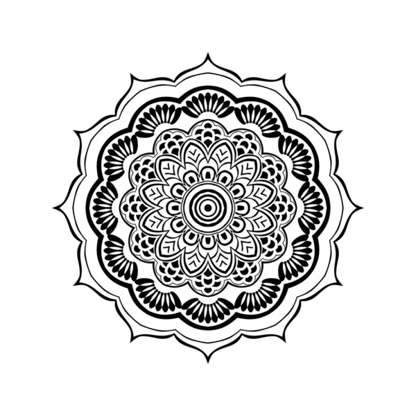 Mandala Illustrazione Vettoriale Disegno Bianco Nero — Foto Stock