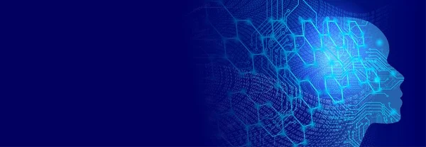 abstract artificial intelligence, technology, science and network concept. ai, polygonal wireframe mesh illustration