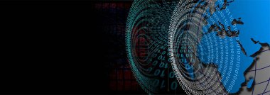 Dijital ağ konseptinin 3 boyutlu yorumlanması. Dünya 'nın fraktal çizgilerinin soyut arkaplanı. Fütürist illüstrasyon