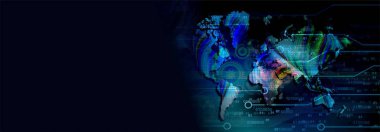 Dünya haritası ve küresi olan soyut arkaplan