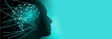 İnsan beyni ve dişli tekerlekleri olan soyut bir arkaplan