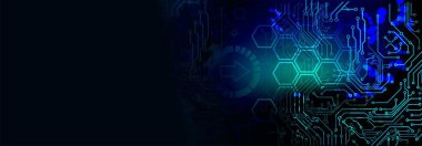 Parlak çizgiler ve noktalarla soyut bir arkaplan. teknoloji kavramı.