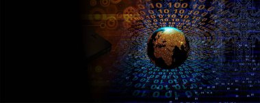 Soyut arkaplan ile ikili kodların dijital illüstrasyonu