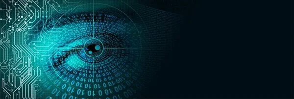 Cyber Sicherheitskonzept Mit Abstraktem Auge Und Binärem Code — Stockfoto