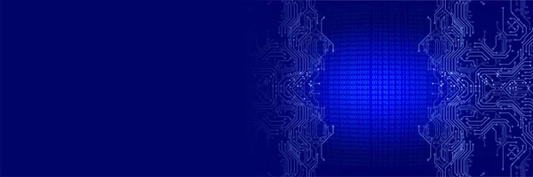 Blue Circuit Board Binary Code Abstract Background Rendering — Stockfoto