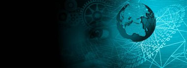 küresel ağ konsepti. Mavi ve beyaz bulutlu soyut arkaplan.