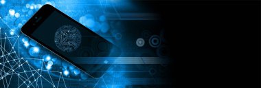 soyut dijital tablet ve koyu arkaplanda ikili kod içeren siber güvenlik kavramı