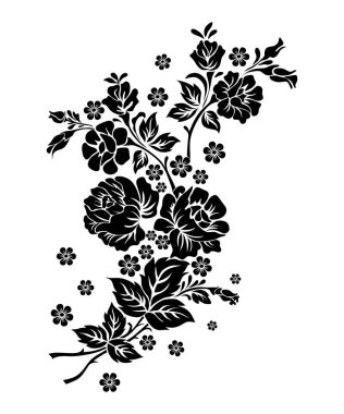 siyah ve beyaz çiçekli süs