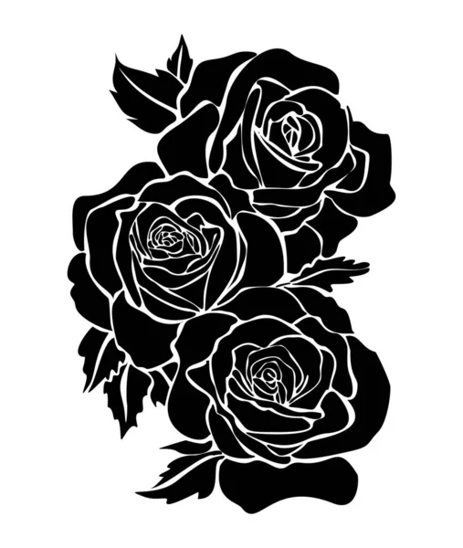 Fekete Fehér Rózsa Virág Elszigetelt Háttérben Vektor Illusztráció — Stock Fotó