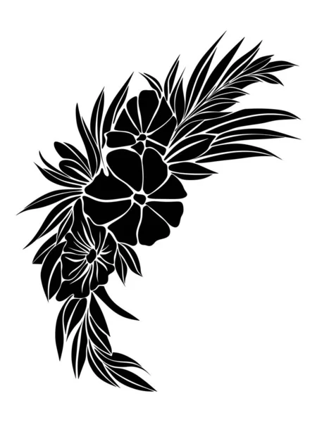 Black White Floral Ornament Vector Illustration — Stock Photo, Image