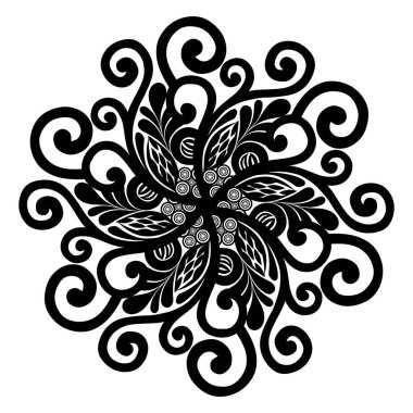Çiçek elementlerinin mandala soyut vektör çizimi