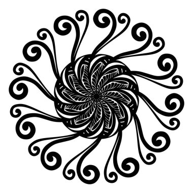 mandala siyah ve beyaz vektör çizimi.