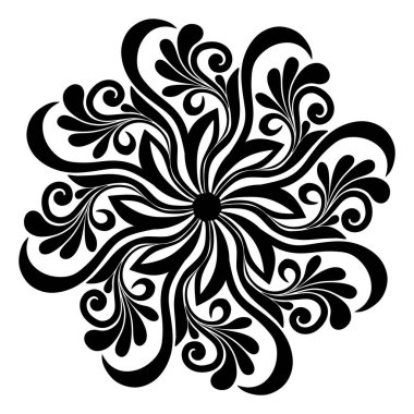 siyah ve beyaz soyut mandala deseni, vektör illüstrasyonu