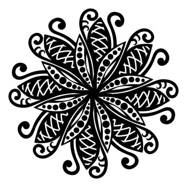 Soyut vektör mandala. siyah ve beyaz resimleme.