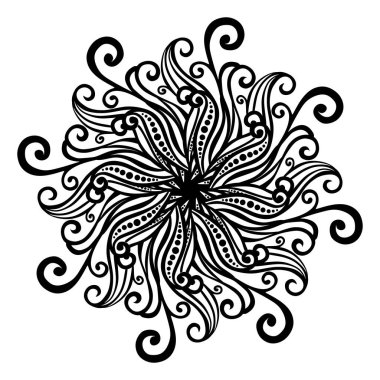 mandala siyah ve beyaz vektör çizimi.