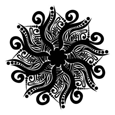 Vektör mandala. Mehndi tarzı. siyah ve beyaz.
