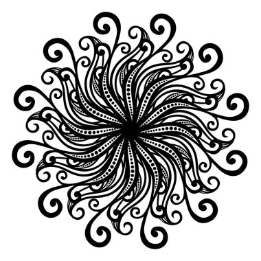 mandala siyah ve beyaz vektör çizimi.