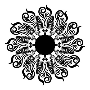 siyah ve beyaz mandala tasarım ögesi