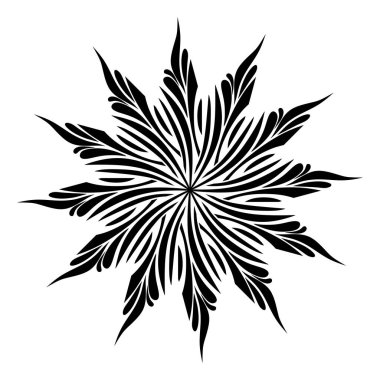 mandala siyah ve beyaz çiçek vektör çizimi