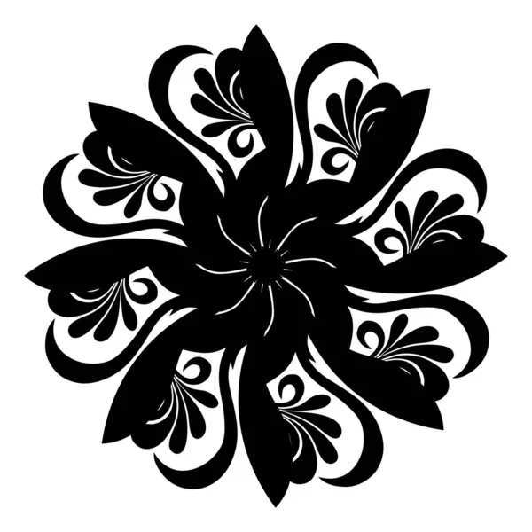 Mandala Adorno Floral Blanco Negro Ilustración Vectorial —  Fotos de Stock