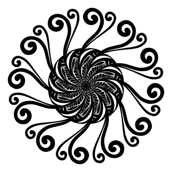 Mandala Black White Vector Illustration —  Fotos de Stock