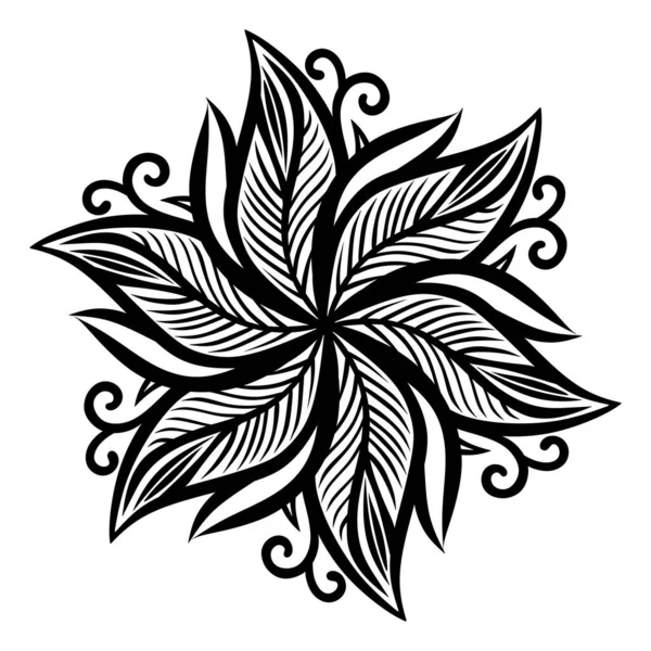 Μαντάλα Μαύρο Και Άσπρο Floral Στολίδι Εικονογράφηση Διανύσματος — Φωτογραφία Αρχείου