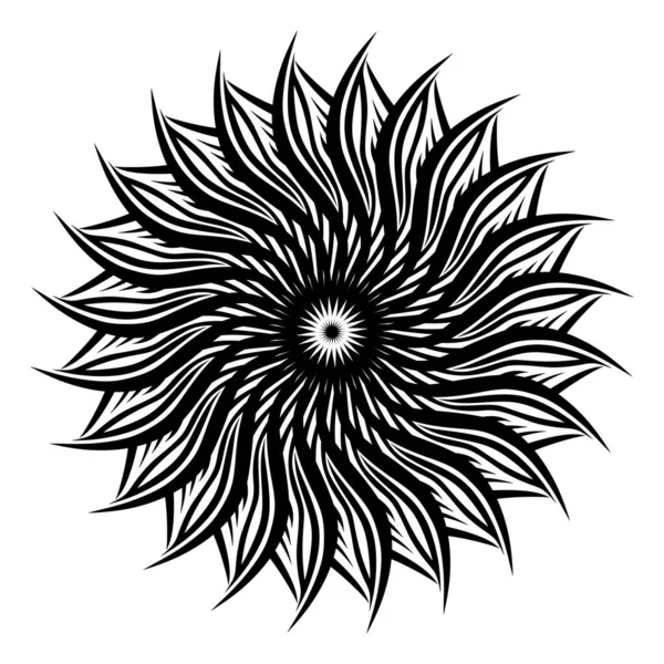mandala siyah ve beyaz soyut çiçek deseni, vektör illüstrasyonu
