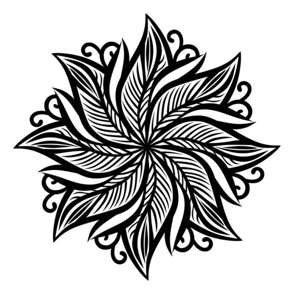 mandala. Vektör çizimi. siyah ve beyaz.