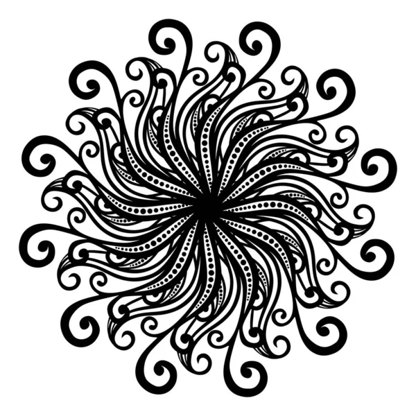 Mandala Black White Vector Illustration — 스톡 사진