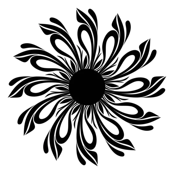 Μανδάλα Μαύρο Και Άσπρο Λουλούδι Που Απομονώνονται Φόντο — Φωτογραφία Αρχείου