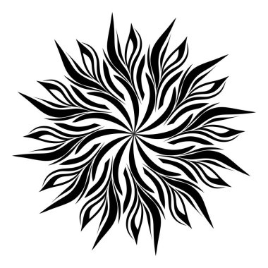 mandala siyah ve beyaz soyut çiçek deseni, vektör illüstrasyonu