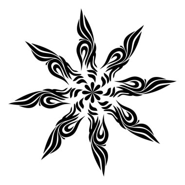 mandala siyah ve beyaz vektör soyut kabile süsü